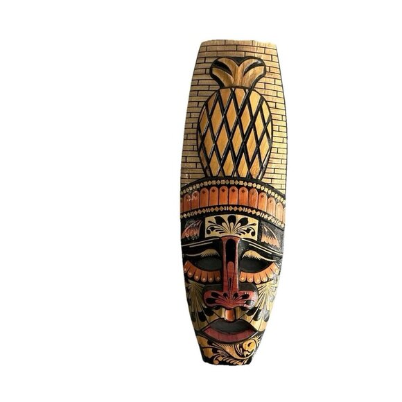 Handmade Colombian Indigenous Wooden Tribal Masks – Set of 2 – Folk Art Wall - Picture 10 of 11